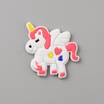 PVC Plastic Cabochons, Unicorn, White, 32x29x2mm(SIL-WH0019-16A)