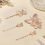 4Pcs Alloy Hair Bobby Pins, Hair Accessories for Women Girls, Butterfly, Mixed Shapes, Golden, 67~76.5x16~48x7~11mm(PHAR-LP0002-35)
