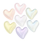 Transparent Acrylic Cabochons, Heart, with Glitter Powder, Mixed Color, 25x25x6mm(RB-CBA8DC3-01)