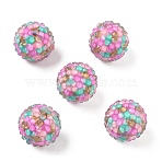 Round Resin Rhinestone Beads, Bubblegum Beads for DIY Beadable Pens, Keychains and Jewelry Crafts, with Acrylic Beads Inside, Pink, 20x18mm, Hole: 2.9mm(OACR-Z035-02A)