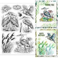 Custom Summer Theme PVC Plastic Clear Stamps, for DIY Scrapbooking, Photo Album Decorative, Cards Making, Heron, 160x110mm(DIY-WH0631-0092)