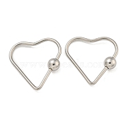 304 Stainless Steel Screw Carabiner Lock Charms, for Necklaces Making, Heart, 34.5x33x2mm(STAS-C092-03A-P)
