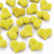 Opaque Acrylic Beads, Heart, Yellow, 17x22x10mm, Hole: 1.4mm, about 255pcs/500g(X-MACR-S373-70-A06)