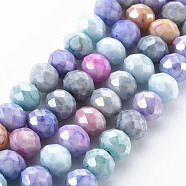 Opaque Baking Painted Glass Beads Strands, Faceted, Rondelle, Colorful, 10x8mm, Hole: 1.5mm, about 63pcs/strand, 21.06 inch~21.26 inch(53.5~54cm)(EGLA-N006-006I)