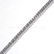 Tarnish Resistant 304 Stainless Steel Twisted Chain Curb Chains, Unwelded, with Spool, for Jewelry Making, Faceted, Stainless Steel Color, 4x2.5x0.6mm, about 32.8 Feet(10m)/roll(CHS-H007-51P)