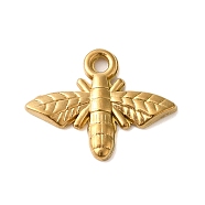 Ion Plating(IP) 304 Stainless Steel Pendants, Moth Charms, Real 18K Gold Plated, 14x17.5x2mm, Hole: 1.6mm(STAS-N103-26G)