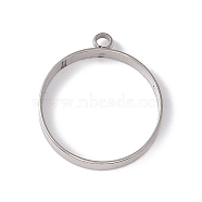 201 Stainless Steel Pendants, Round Ring, Stainless Steel Color, 23x20x3mm, Hole: 2mm(STAS-G291-08P)