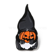 Halloween Theme Alloy Enamel Brooch, Dwarf Pin for Backpack Clothes, Pumpkin, 30x15x1.5mm(JEWB-E022-06EB-02)