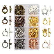 74Set 8 Style Tibetan Style Alloy Toggle Clasps, Cadmium Free & Lead Free, Ring & Bar, Mixed Color, Ring: 17x12x4mm, Bar: 8x19x4mm, Hole: 2mm(FIND-YW0001-38)