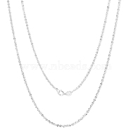 Rhodium Plated 925 Sterling Silver Thin Dainty Link Chain Necklace for Women Men, Platinum, 17.72 inch(45cm)(JN1096B-02)