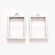 Rack Plating Alloy Photo Locket Pendants, Rectangle, Antique Silver, 37x24x4mm, Hole: 29x19mm(PALLOY-WH0068-03AS)