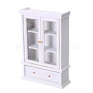 1:12 Dollhouse Accessories, Dollhouse Miniature Modern Living Room Storage Cabinet, Double Door Glass Cabinet, White, 100x35x150mm(PW-WG25215-01)