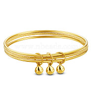 SHEGRACE Brass Charm Bangles, Bell, Real 24K Gold Plated, 2-3/8 inch(6.2cm)(JB645A)