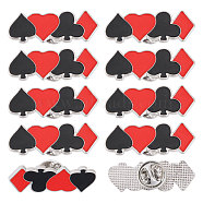 10Pcs Playing Card Enamel Pin, Poker Alloy Brooch for Backpack Clothes, Black, Red, 12.5x35x1.5mm(JEWB-CA0001-48)