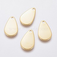 201 Stainless Steel Pendants, Stamping Blank Tag, teardrop, Golden, 18x11x1mm, Hole: 1.8mm(X-STAS-L234-055G)