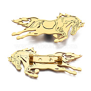 201 Stainless Steel Horse Lapel Pin, Animal Badge for Backpack Clothes, Nickel Free & Lead Free, Golden, 26x57.5x7mm, Pin: 0.7mm(JEWB-N007-131G)