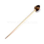 Cellulose Acetate(Resin) Hair Sticks, with Light Gold Alloy Pin, Coconut Brown, 149x16mm(OHAR-C007-01E)