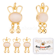 6Pcs Imitation Shell & Pearl Resin Pendants, with Real 18K Gold Plated Brass Findings, Nickel Free, Rabbit Charm, Linen, 24x12.5x4mm, Hole: 3mm(KK-BBC0004-20)
