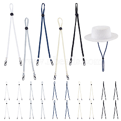 25Pcs 5 Colors Polyester Hat Flexible Removable Chin Cord, Windproof Strap Clip, Adjustable Cord Fastener, Mixed Color, 360~640mm, 5pcs/color(FIND-ME0003-25)