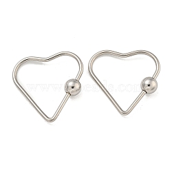 Non-Tarnish 304 Stainless Steel Screw Carabiner Lock Charms, for Necklaces Making, Heart, 34.5x33x2mm(STAS-C092-03A-P)