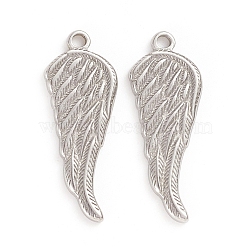 304 Stainless Steel Pendants, Wing, Stainless Steel Color, 26x10x1.5mm, Hole: 1.6mm(X-STAS-D174-29P)