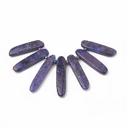 Natural Lepidolite/Purple Mica Stone Beads Strands, Graduated Fan Pendants, Focal Beads, Spodumene Beads, 38~49x9~10x5~6mm, Hole: 1.5mm, 7pcs/set, 3.14 inch/strand, glass bead: 4mm(X-G-N215-007)