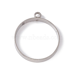 Non-Tarnish 201 Stainless Steel Pendants, Round Ring, Stainless Steel Color, 23x20x3mm, Hole: 2mm(STAS-G291-08P)