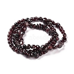 Natural Garnet Stretch Bracelets, Stackable Bracelets, Round & Chips Shapes, 1/4~3/8 inch(0.6~1.1cm), Inner Diameter: 2-1/4~2-3/8 inch(5.7~6cm), 3pcs/set(BJEW-JB05648)