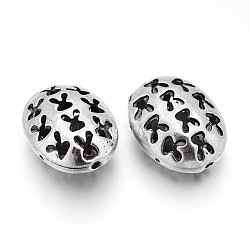 Hollow Oval Tibetan Style Alloy Filigree Beads, Antique Silver, 22x18x11mm, Hole: 1mm(PALLOY-J589-05AS)