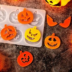 Halloween Pumpkin Silicone Pendant Molds, Resin Casting Molds, for UV Resin, Epoxy Resin Craft Making, White, 84x125x5mm, Hole: 2mm, Inner Diameter: 35x35mm(DIY-E055-23)