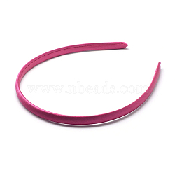 Plain Plastic Hair Band Findings, No Teeth, Covered with Cloth, Cerise, 120mm, 9.5mm(OHAR-Q275-04G)