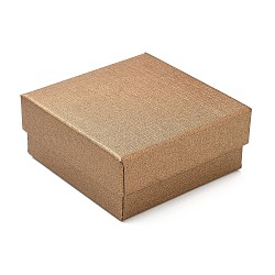 Cardboard Jewelry Boxes, for Ring, Earring, Necklace, with Sponge Inside, Square, Dark Goldenrod, 7.4x7.4x3.2cm(CBOX-S018-08D)