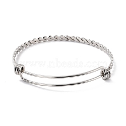 Non-Tarnish 304 Stainless Steel Expandable Bangle for Girl Women, Adjustable Rope Style Twisted Wire Blank Bangle, Stainless Steel Color, Inner Diameter: 2-1/2 inch(6.4cm)(BJEW-C003-02P)