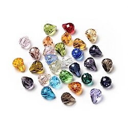 Imitation Austrian Crystal Beads, Grade AAA, K9 Glass, Faceted, Drop, Mixed Color, 10x12mm, Hole: 0.9~1.5mm(SWAR-F062-12x10mm-M)