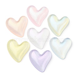 Transparent Acrylic Cabochons, Heart, with Glitter Powder, Mixed Color, 25x25x6mm(RB-CBA8DC3-01)