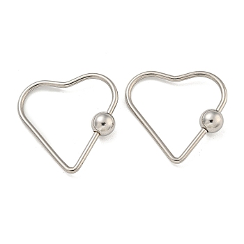 304 Stainless Steel Screw Carabiner Lock Charms, for Necklaces Making, Heart, 34.5x33x2mm