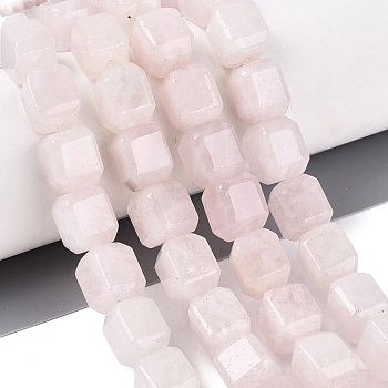 Natural Rose Quartz Beads Strands, Cuboid, 10~12x9~10x9~10mm, Hole: 0.6~0.9mm, about 32~36pcs/strand, 14.37~16.34(36.5~41.5cm)