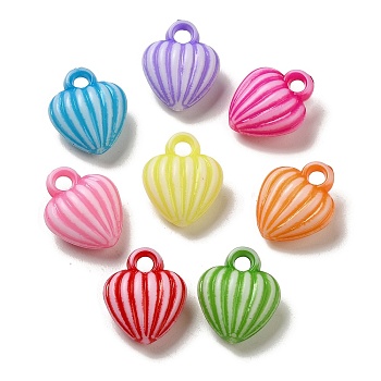 Opaque Acrylic Pendants, Craft Style, Heart, Mixed Color, 17.5x14.5x8mm, Hole: 3mm, 625pcs/500g