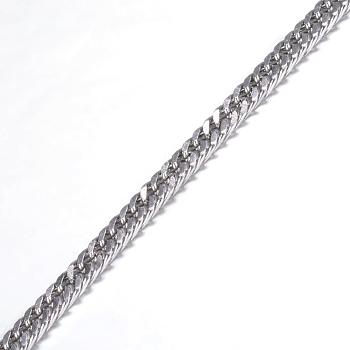 Tarnish Resistant 304 Stainless Steel Twisted Chain Curb Chains, Unwelded, with Spool, for Jewelry Making, Faceted, Stainless Steel Color, 4x2.5x0.6mm, about 32.8 Feet(10m)/roll