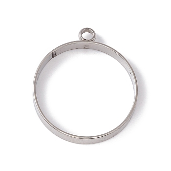 201 Stainless Steel Pendants, Round Ring, Stainless Steel Color, 23x20x3mm, Hole: 2mm