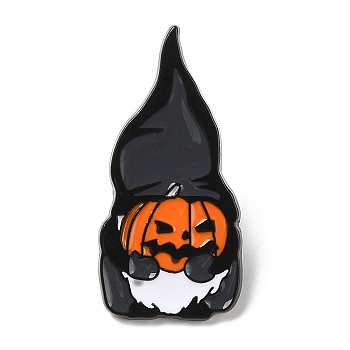 Halloween Theme Alloy Enamel Brooch, Dwarf Pin for Backpack Clothes, Pumpkin, 30x15x1.5mm