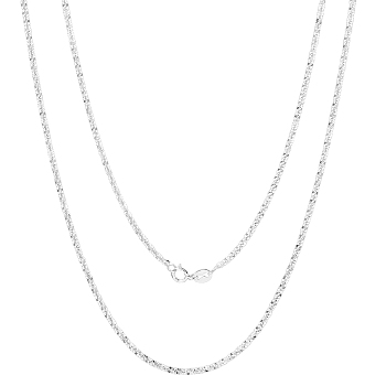 Rhodium Plated 925 Sterling Silver Thin Dainty Link Chain Necklace for Women Men, Platinum, 17.72 inch(45cm)