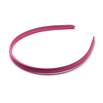 Plain Plastic Hair Band Findings, No Teeth, Covered with Cloth, Cerise, 120mm, 9.5mm