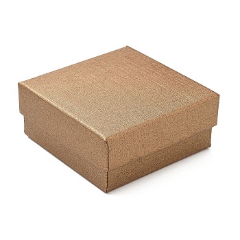 Cardboard Jewelry Boxes, for Ring, Earring, Necklace, with Sponge Inside, Square, Dark Goldenrod, 7.4x7.4x3.2cm