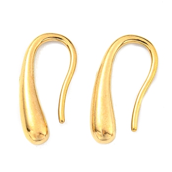 304 Stainless Steel Dangle Earrings, Teardrop, Real 18K Gold Plated, 16x7.5x3.5mm