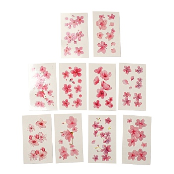 Flower Pattern Removable Temporary Water Proof Tattoos Paper Stickers, Pink, 10.4x5.4x0.02cm, 10sheets/set