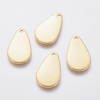 201 Stainless Steel Pendants, Stamping Blank Tag, teardrop, Golden, 18x11x1mm, Hole: 1.8mm