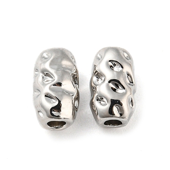 Rack Plating Alloy Beads,  Lead Free & Cadmium Free & Nickel Free, Textured, Oval, Platinum, 8x5mm, Hole: 0.6mm