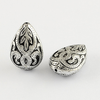Teardrop Antique Acrylic Beads, Antique Silver Plated, 27x18x11mm, Hole: 1mm, about 180pcs/500g