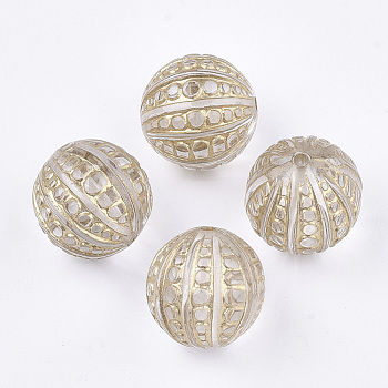 Plating Transparent Acrylic Beads, Metal Enlaced, Round, Clear, 12mm, Hole: 1.5mm, about 466pcs/500g